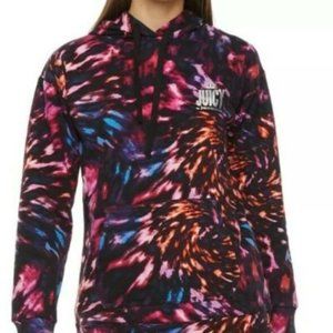 Juicy Couture | Women's Black Tie Dye French Terry Long Sleeve Hoodie XS